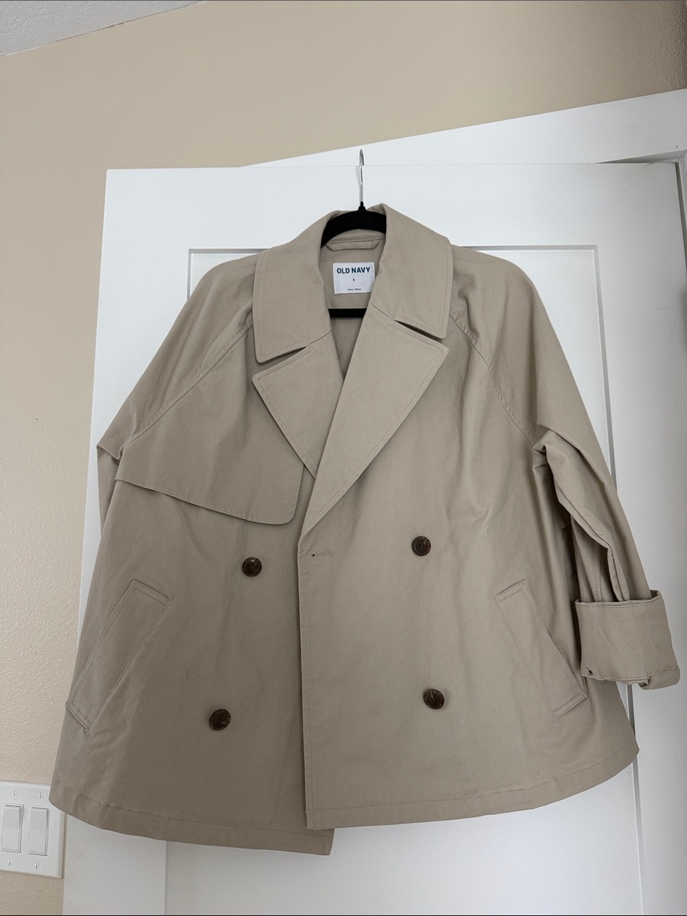 Old Navy Beige Double-Breasted Trench Coat